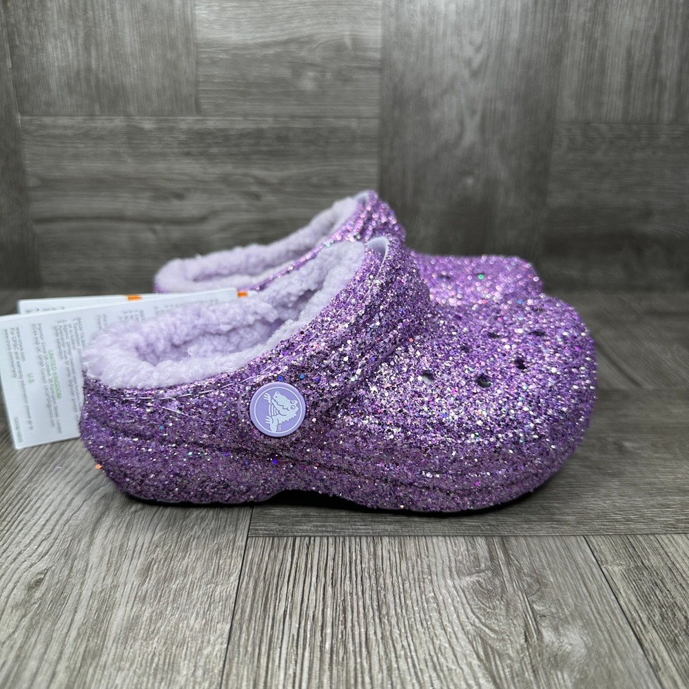 CROCS Kids Purple Glitter Lined Clog